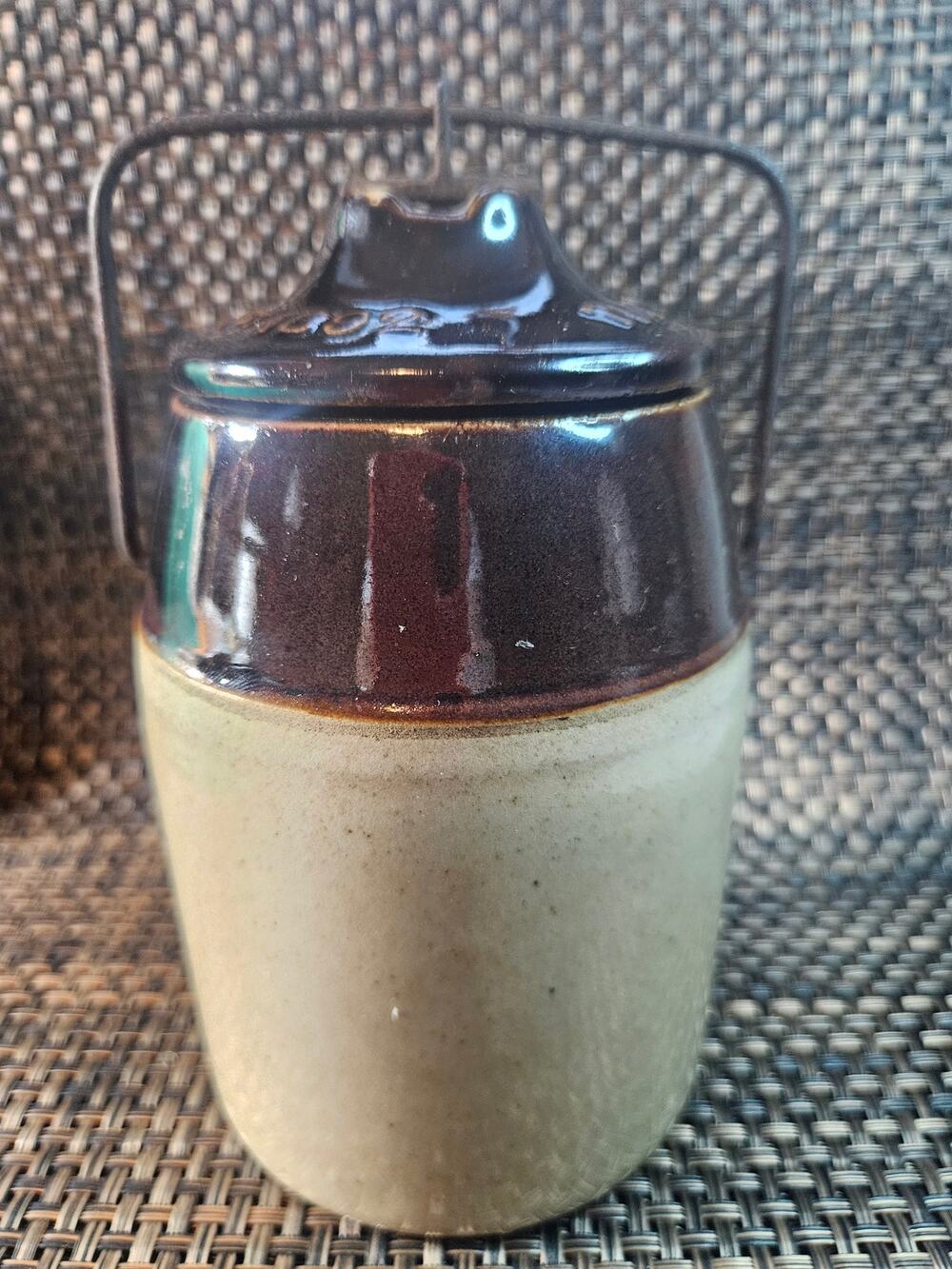 Antique Pint Fruit Jar 1892 Stoneware Canning Jar Primitive Kitchen Weir Crock